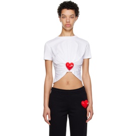 모스키노 Moschino White Inflatable Heart T-Shirt 231720F110039