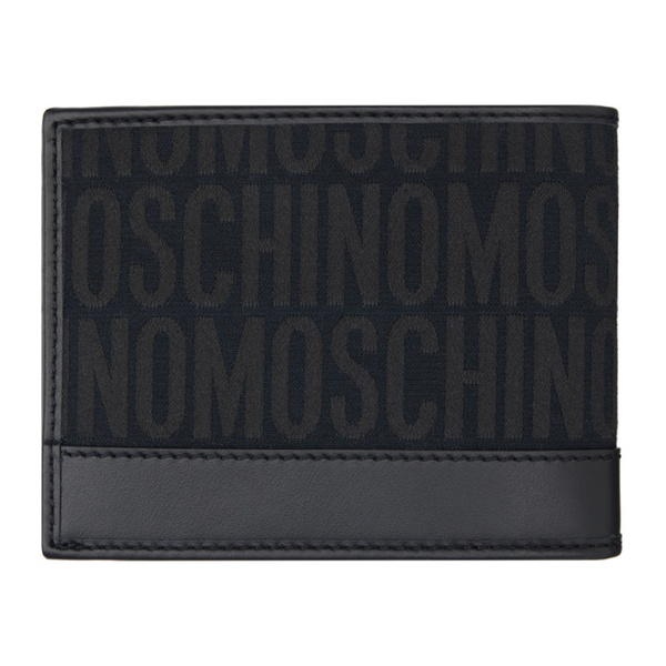  모스키노 Moschino Black All-Over Logo Wallet 241720M164006