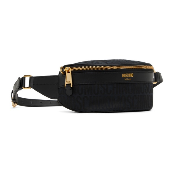  모스키노 Moschino Black Jacquard Belt Bag 241720M171006