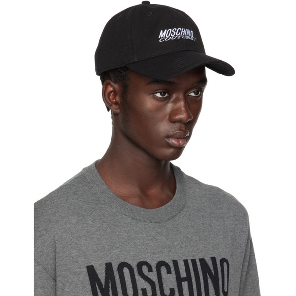  모스키노 Moschino Black Embroidered Cap 241720M139000