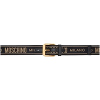 모스키노 Moschino Black Jacquard Logo Belt 241720M131008