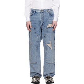 모스키노 Moschino Blue Bleached Jeans 241720M177002