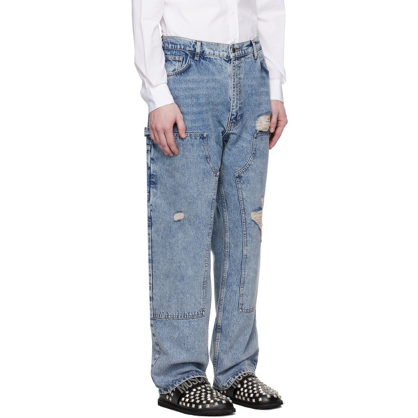  모스키노 Moschino Blue Bleached Jeans 241720M177002