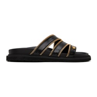 모스키노 Moschino Black Zipper Detail Sandals 241720F124027