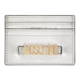 모스키노 Moschino Silver Lettering Logo Foiled Card Holder 241720F037001