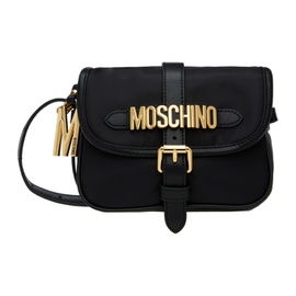 모스키노 Moschino Black Lettering Logo Nylon Crossbody Bag 241720F048007