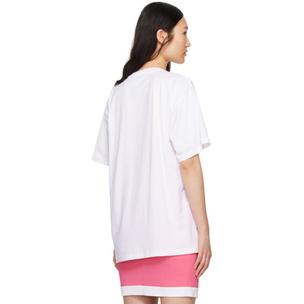 모스키노 Moschino White Puzzle Bobble T-Shirt 241720F110004