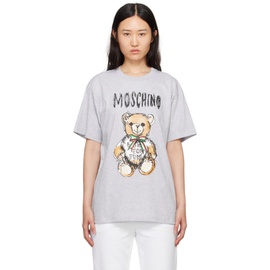 모스키노 Moschino Gray Archive Teddy Bear T-Shirt 241720F110017