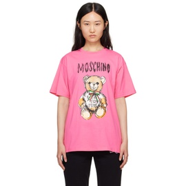모스키노 Moschino Pink Archive Teddy Bear T-Shirt 241720F110016