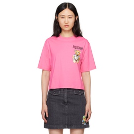 모스키노 Moschino Pink Archive Teddy Bear T-Shirt 241720F110012