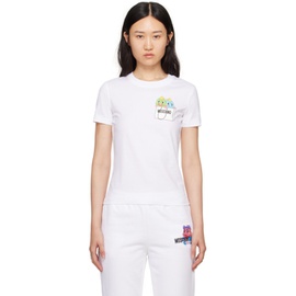 모스키노 Moschino White Puzzle Bobble T-Shirt 241720F110002
