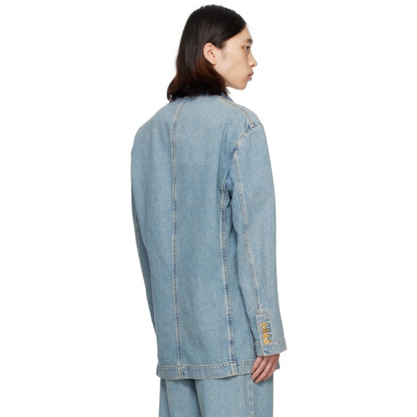  모스키노 Moschino Blue Faded Denim Jacket 241720M195002