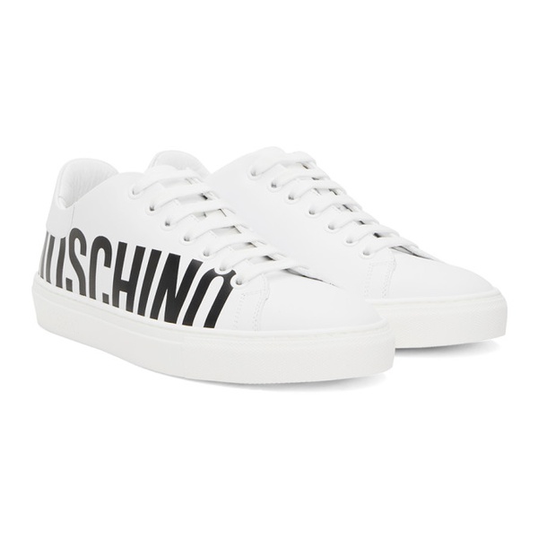  모스키노 Moschino White Leather Logo Sneakers 241720M237017