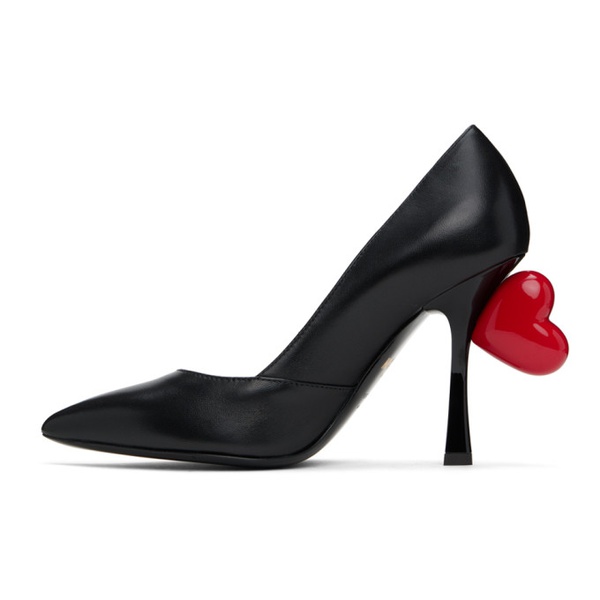  모스키노 Moschino Black Sweet Heart Nappa Leather Heels 241720F122000