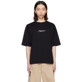 모스키노 Moschino Black Embroidered T-Shirt 241720M213024