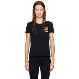 모스키노 Moschino Black Applique T-Shirt 241720F110025