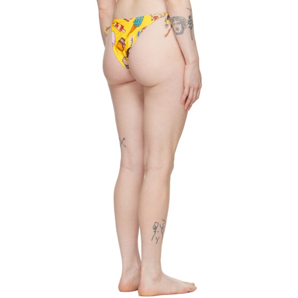  모스키노 Moschino Yellow Printed Bikini Bottom 241720F105007
