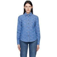 모스키노 Moschino Blue Jacquard Denim Shirt 231720F109000