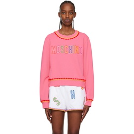 모스키노 Moschino Pink Embroidered Sweatshirt 231720F098008
