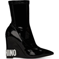 모스키노 Moschino Black Wedge Ankle Boots 222720F113012