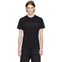 모스키노 Moschino Black Embroidered T-Shirt 231720M213005