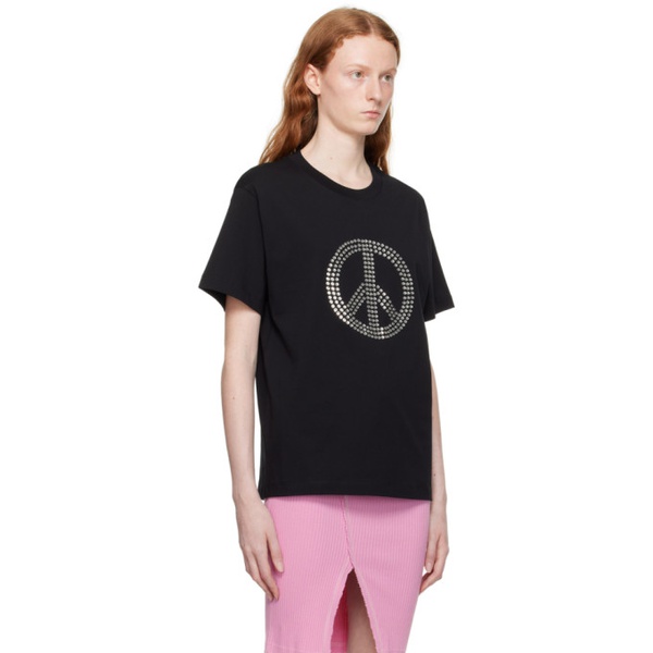  모스키노 Moschino Jeans Black Peace T-Shirt 232132F110000