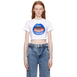 모스키노 Moschino Jeans White Graphic T-Shirt 232132F110001