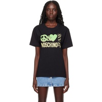 모스키노 Moschino Jeans Black Peace & Love T-Shirt 241132F110002