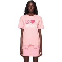 모스키노 Moschino Jeans Pink Peace & Love T-Shirt 241132F110001
