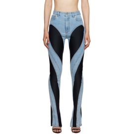 뮈글러 Mugler Blue & Black Slitted Spiral jeans 232345F069002