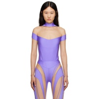 뮈글러 Mugler Purple & Beige Illusion Bodysuit 231345F358048