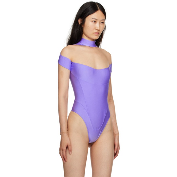  뮈글러 Mugler Purple & Beige Illusion Bodysuit 231345F358048