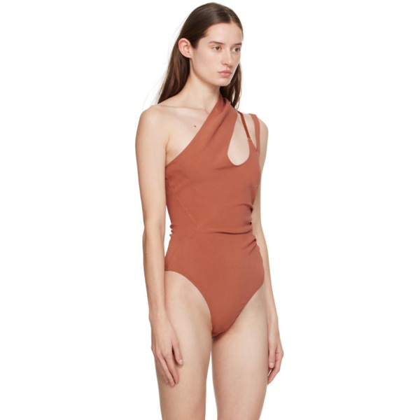  뮈글러 Mugler Pink Asymmetric Bodysuit 241345F358008