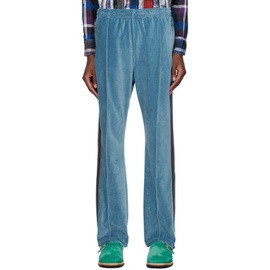 니들스 NEEDLES Blue Embroidered Track Pants 231821M190034