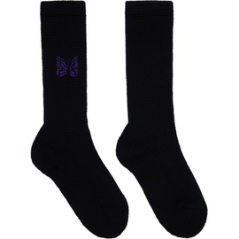 니들스 NEEDLES Black Embroidered Socks 232821M220001