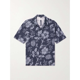 NN07 Ole 5220 Camp-Collar Printed Linen Shirt 1647597308069665