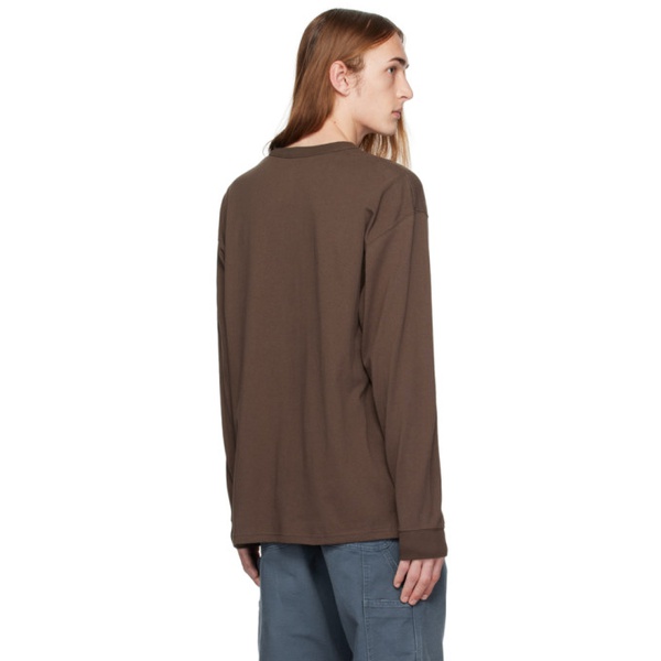 나이키 Nike Brown Embroidered Long Sleeve T-Shirt 241011M213022