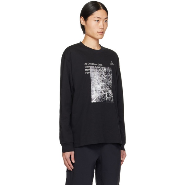나이키 Nike Black Printed Long-Sleeve T-Shirt 241011M213000