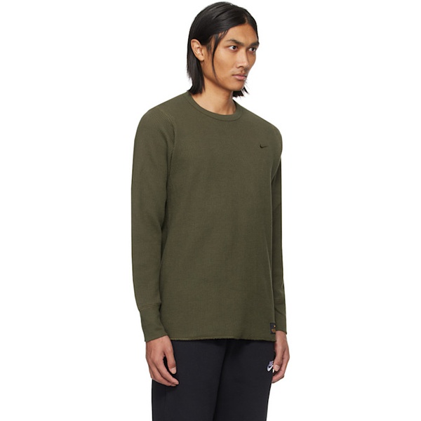 나이키 Nike Green Embroidered Long Sleeve T-Shirt 241011M213030