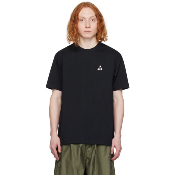 나이키 Nike Black Embroidered T-Shirt 241011M213010