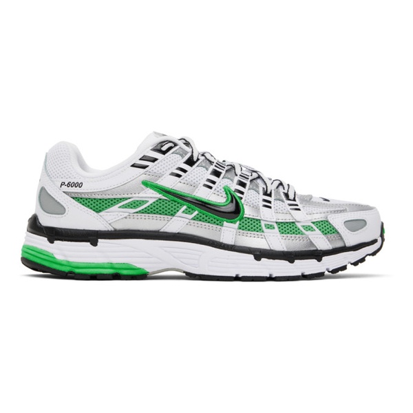 나이키 Nike White & Green P-6000 Sneakers 242011M237094