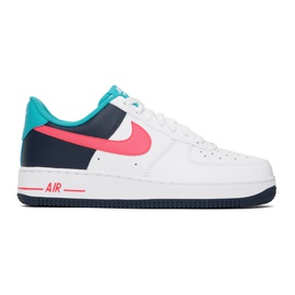 Nike White & Blue Air Force 1 07 Sneakers 242011M237006