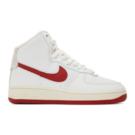 Nike White & Red Air Force 1 High Sneakers 221011F127009