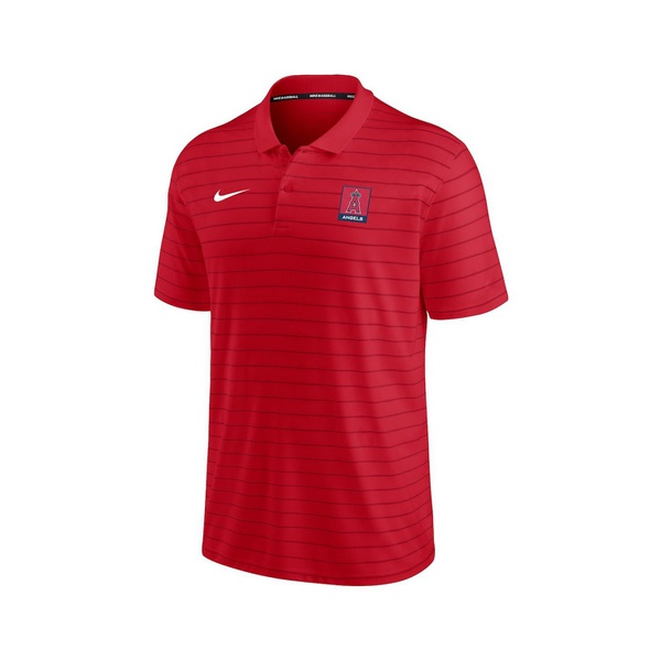 나이키 Nike Mens Red Los Angeles Angels Authentic Collection Striped Performance Pique Polo Shirt 16342123