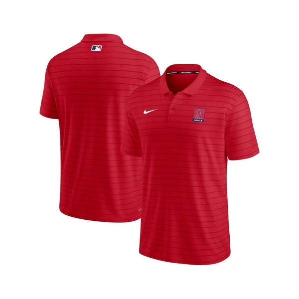 나이키 Nike Mens Red Los Angeles Angels Authentic Collection Striped Performance Pique Polo Shirt 16342123