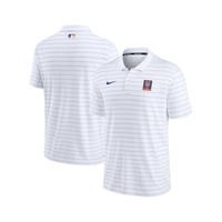 Nike Mens White New York Mets Authentic Collection Striped Performance Pique Polo Shirt 16101404