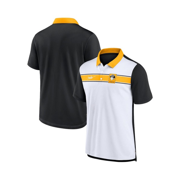 나이키 Nike Mens White Black Pittsburgh Pirates Rewind Stripe Polo Shirt 16219709