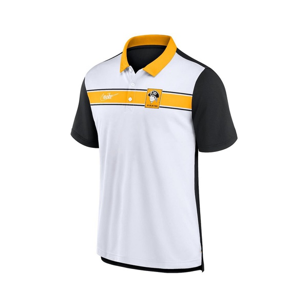 나이키 Nike Mens White Black Pittsburgh Pirates Rewind Stripe Polo Shirt 16219709