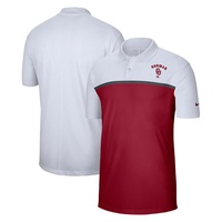 Nike Mens White Crimson Oklahoma Sooners Color Block Victory Performance Polo Shirt 13089995