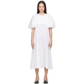 느와 케이 니노미야 Noir Kei Ninomiya White Puff Sleeve Midi Dress 241672F054004